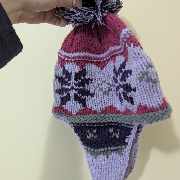 Cozy Knit Snowflake Hat - Pink and Purple - Picture 3 of 6